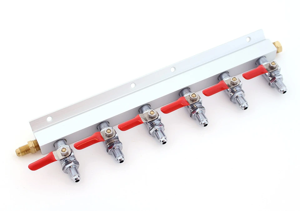 Gas Distributor - CO2 Manifold 6-way 1/4" MFL